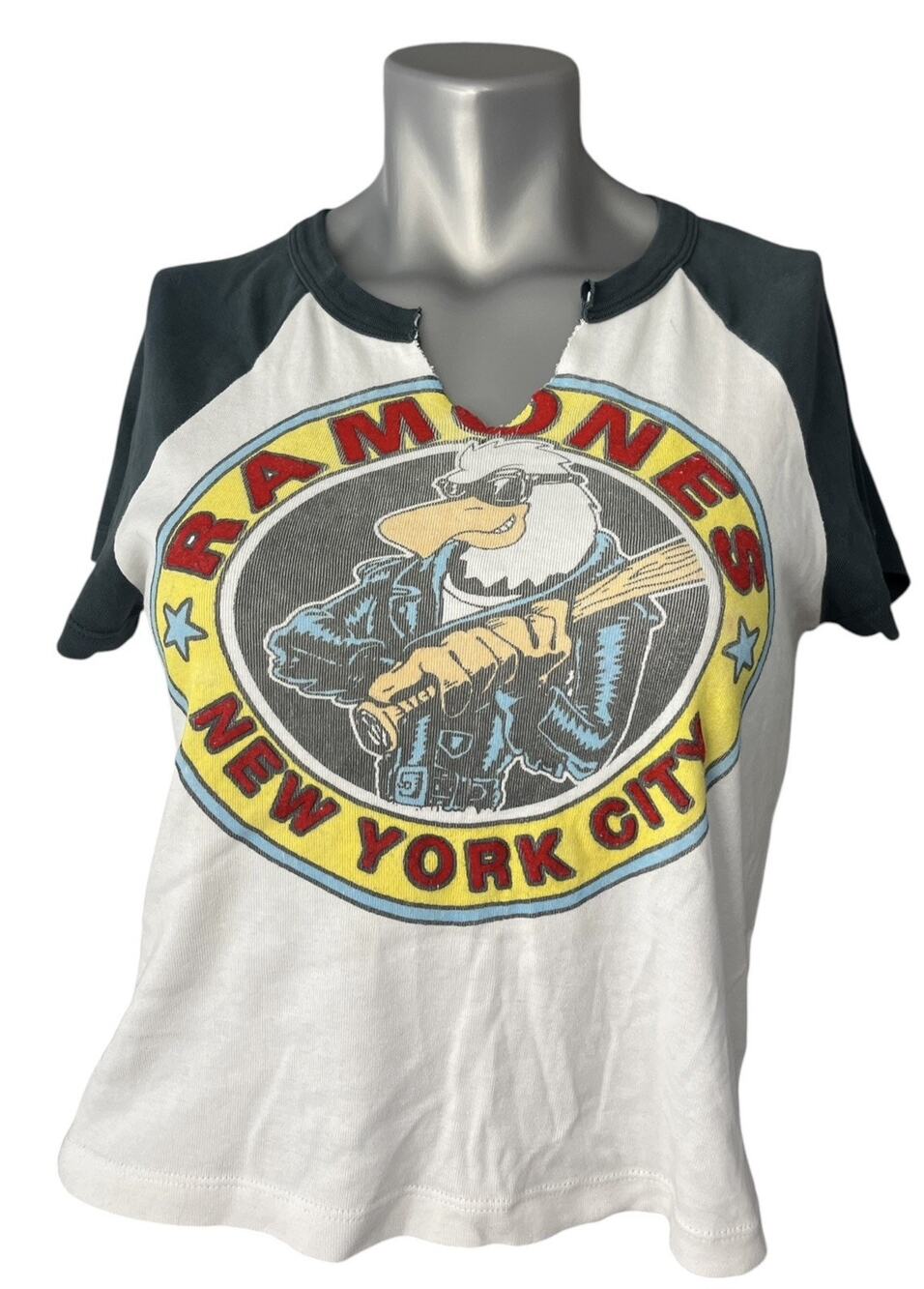 Free People Daydreamer Ramones T-shirt Raglan Medium Baby Tee Punk Grunge Crop